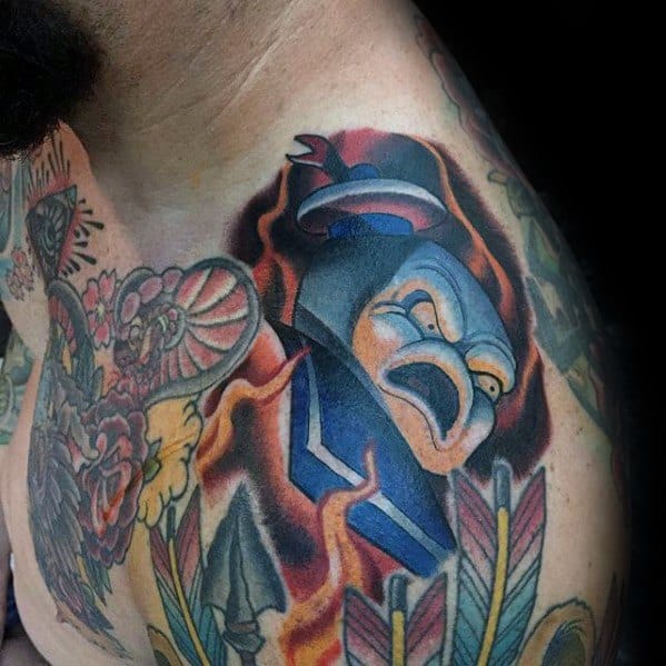 Guy With Shoulder Ghostbusters Tattoo Design