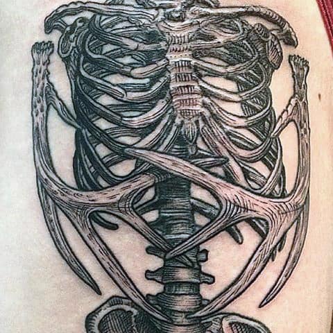 Guy With Skeleton Tattoo Of Bones