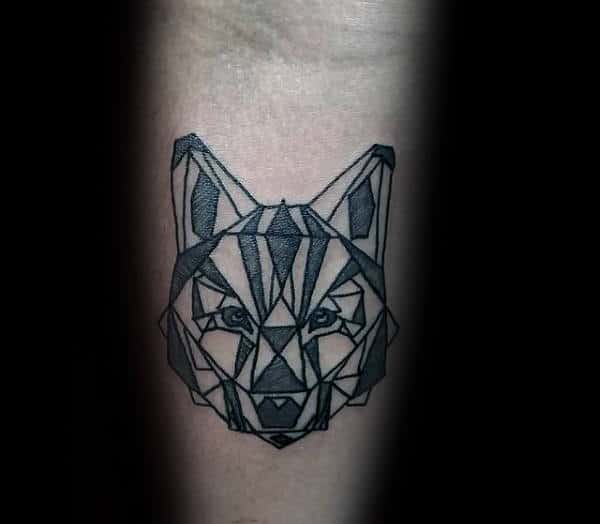 Guy With Small Simple Geometric Wolf Inner Arm Tattoos