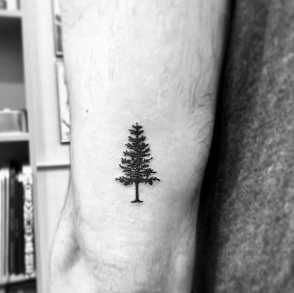Guy With Small Tricep Tree Tattoo Design
