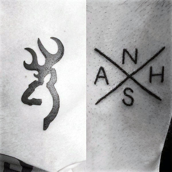 Guy With Solid Black Ink Small Browning Tattoo On Lower Stomach