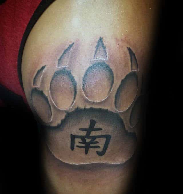 Guy With Stone Bear Claw Arm Tattoo