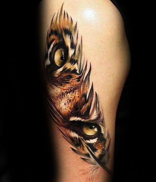 Guy With Tiger Eyes Tattoo Design