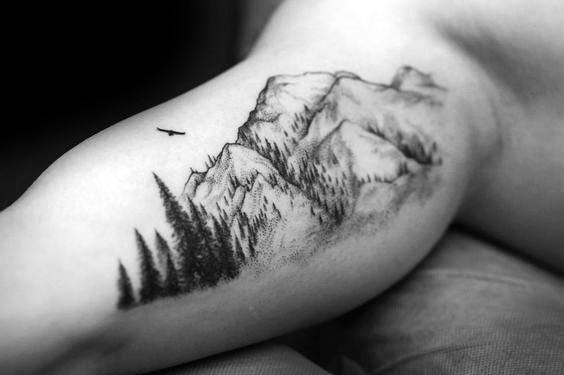 Guy With Treeline Tattoo On Inner Arm Bicep