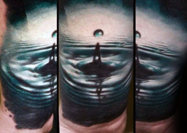 Guy With Water Drop 3d Realistic Tattoo Design