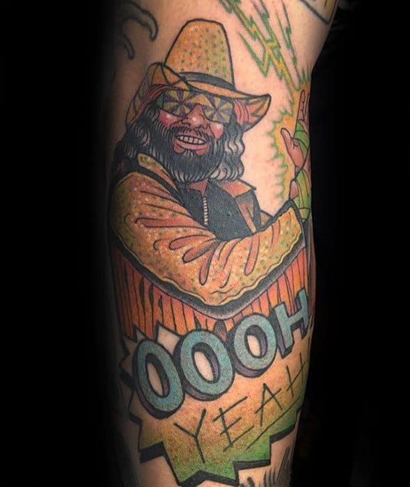 Guy With Wrestling Leg Tattoo Design