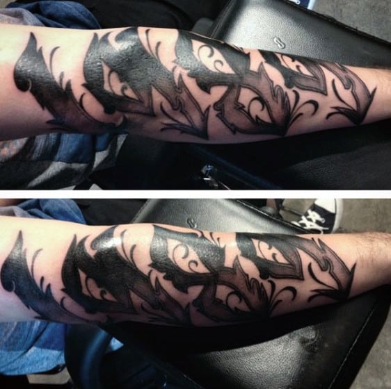 Guys 1989 Birthday Numbers Outer Forearm Tattoo