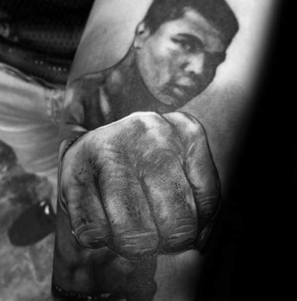 Guys 3d Realistic Muhammad Ali Tattoo Design Ideas On Inner Forearm