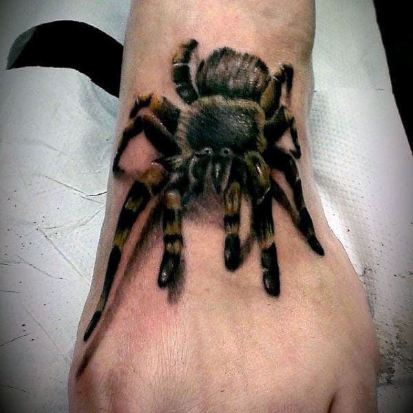 Guys 3d Realistic Tarantula Foot Tattoos