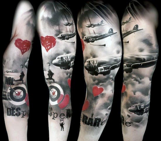 Guys Abstract Modern Art Half Sleeve Air Force Tattoo