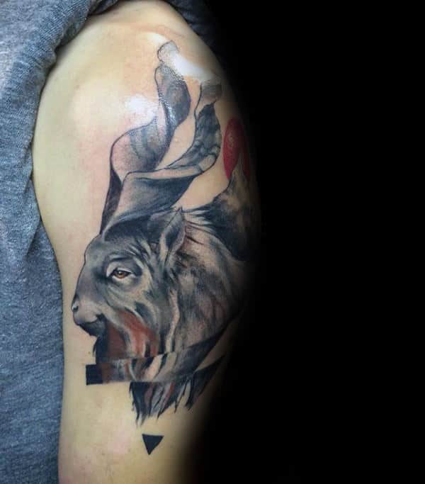 Guys Abstract Upper Arm Goat Tattoos