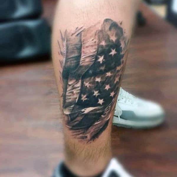Guys American Eagle Flag Tattoo On Legs