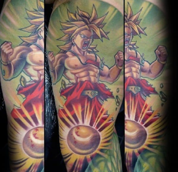 Guys Anime Sleeve Tattoo Design Idea Inspiration