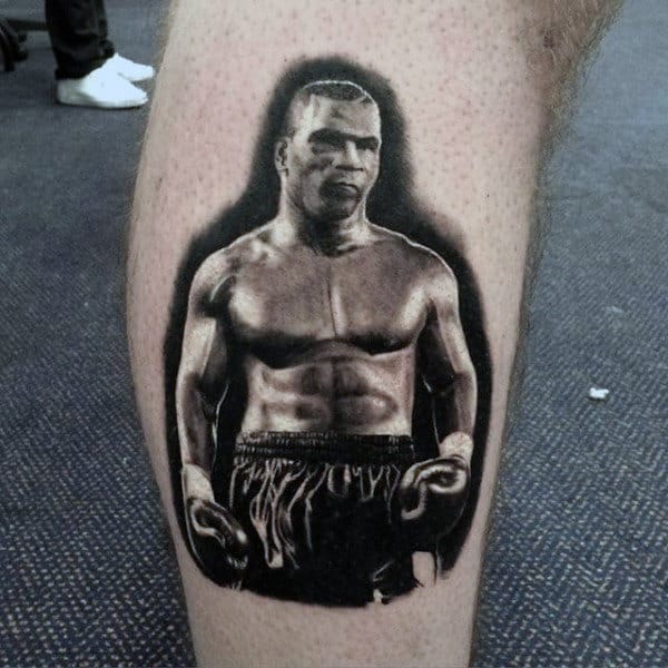 Guys Ankles Black And Grey Boxer Tattoo