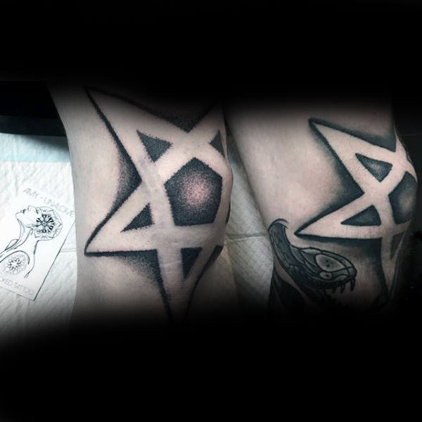 Guys Ankles Pentagram Tattoo
