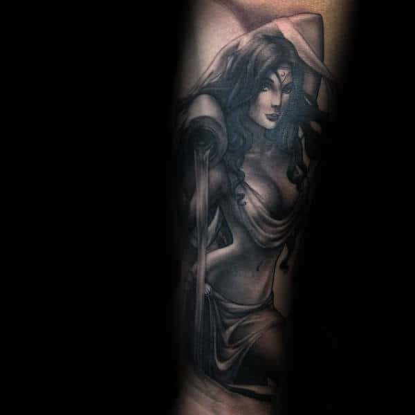 Guys Aquarius Forearm Sleeve Tattoos