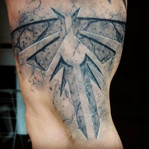 Guys Arm Tattoo Of Stone Symbol