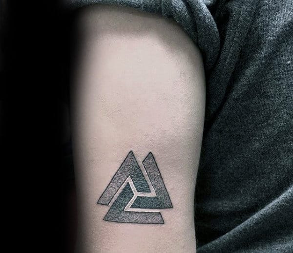 Guys Arm Valknut Dotwork Small Norse Tattoo Ideas
