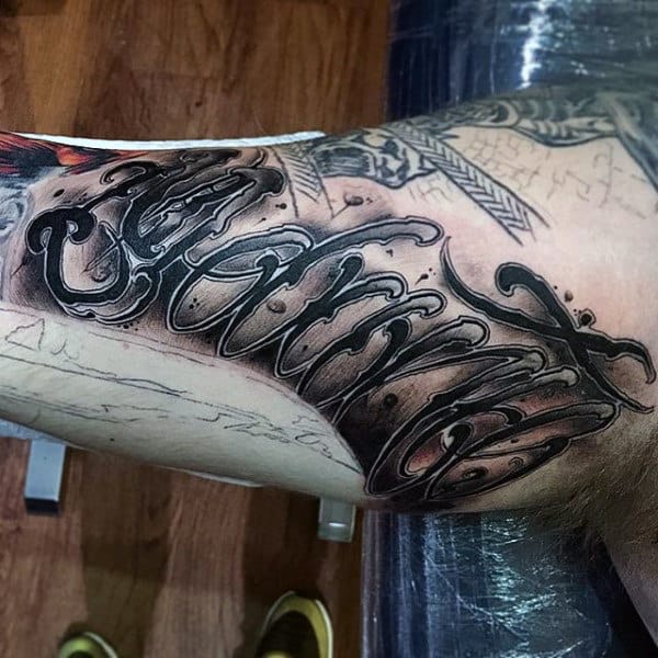 Guys Arms Amazing Lettering Tattoo