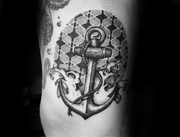 Guys Arms Anchor Pattern Tattoo