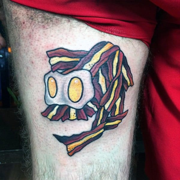 Guys Arms Bacon And Omelette Tattoo