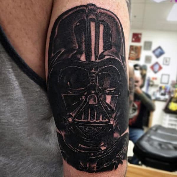 Guys Arms Black Darth Vader Tattoo