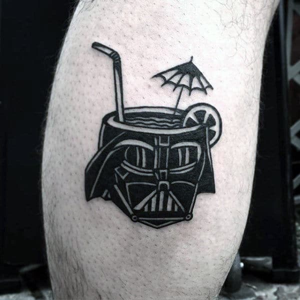 Guys Arms Darth Vader In Cup Tattoo