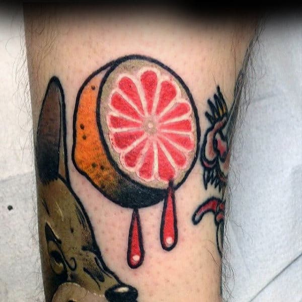 Guys Arms Dripping Lime Food Tattoo