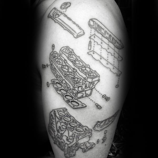 Guys Arms Engine Drawing Diagram Tattoo