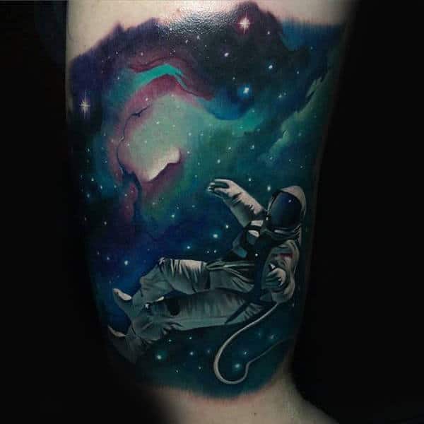 Guys Arms Floating Space Man Astronomy Tattoo