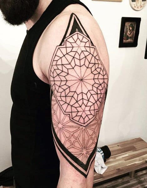 Guys Arms Floral Pattern Tattoo