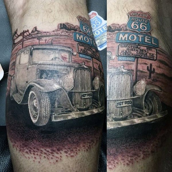 Guys Arms Hot Rod Direction 66 Tattoo