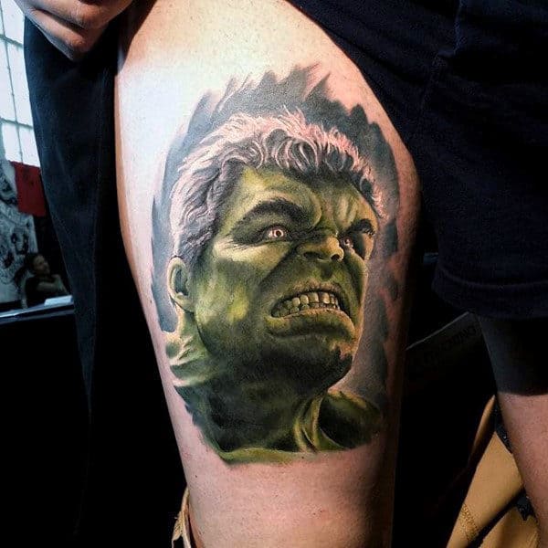 Guys Arms Impressive Hulk Tattoo