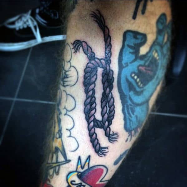 Guys Arms Purple Rope Tattoo