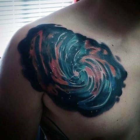 Guys Arms Spiraling Astronomy Tattoo