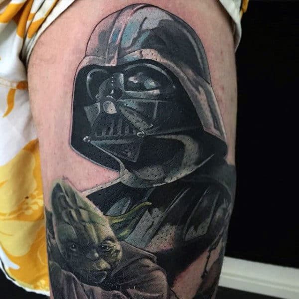 Guys Arms Yoda And Darth Vader Tattoo