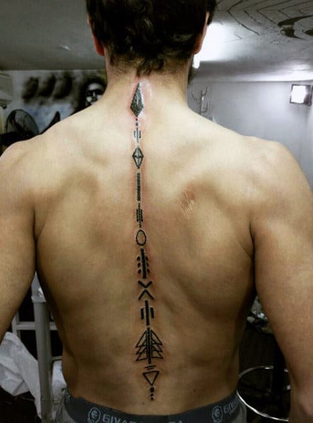 Guys Arrow Full Spine Tattoos