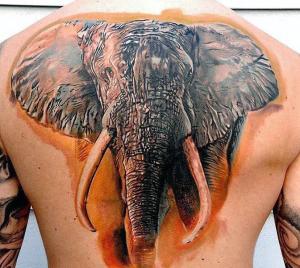 Guys Back Cartoon Art Elephant Tattoo