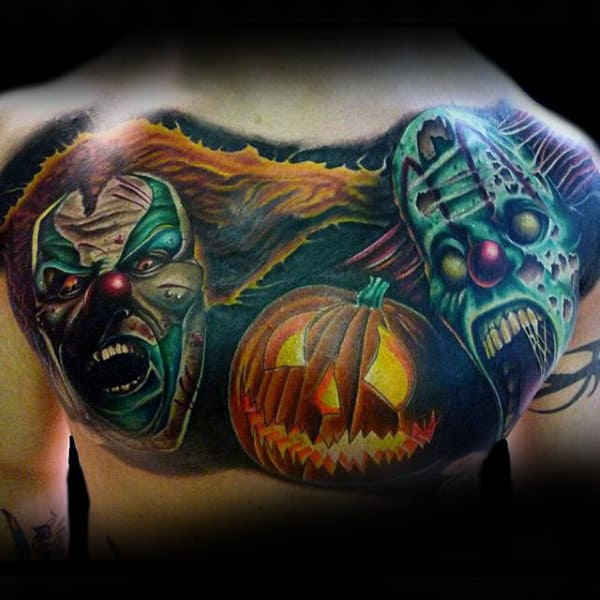 Guys Back Fearsome Halloween Tattoo