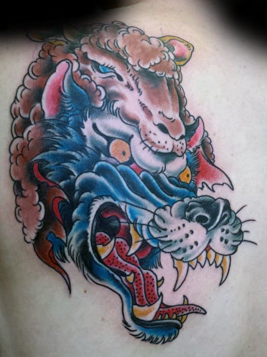 Guys Back Tattoo Ideas Wolf In Sheeps Clothing Designs