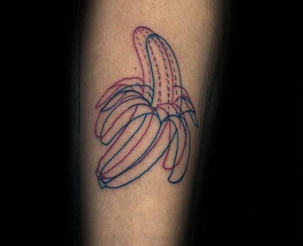 Guys Banana Tattoo Design Ideas Red And Blue Ink