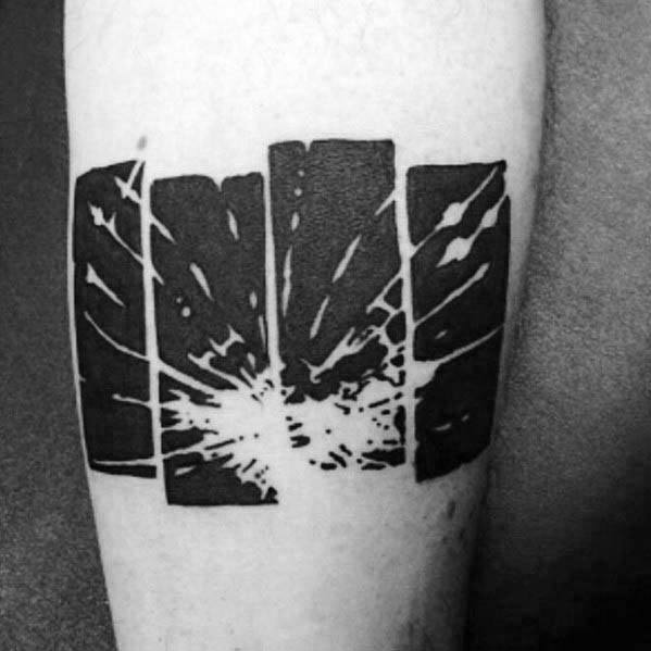 Explosive take on the Black Flag bars, with a shattered blast effect bursting through the center of the iconic punk design.