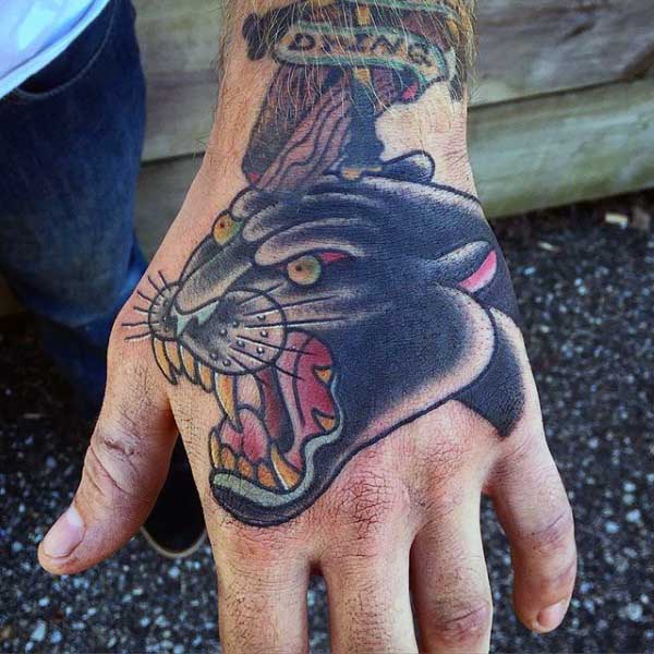 Guys Black Panther Tattoos Designs On Hands