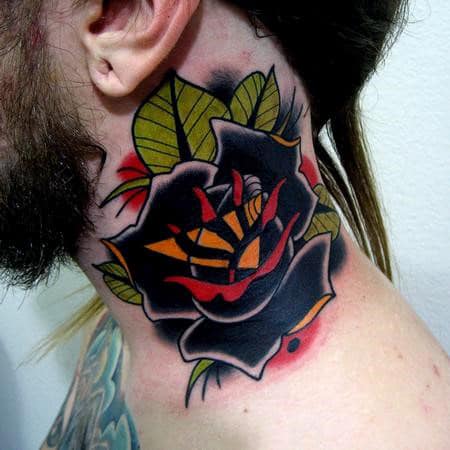 Guys Black Rose Neo Traditional Tattoo Ideas