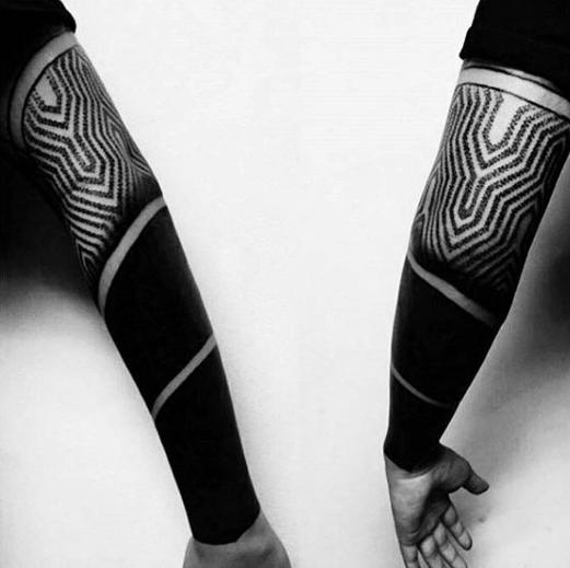 Guys Blackout Sleeve Tattoo Deisgns