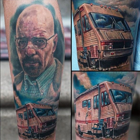Guys Breaking Bad Van Leg Tattoos