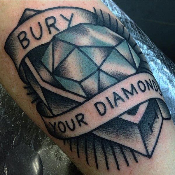 Guys Bury Your Diamond Old School Tattoo Design On Bicep