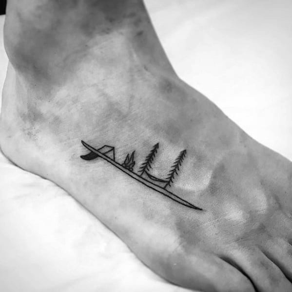 Guys Camping Small Nature Foot Tattoo