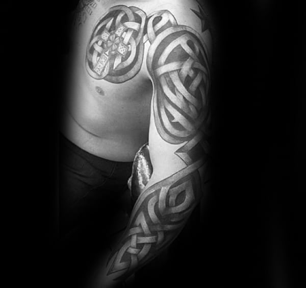 Guys Celtic Knot Cool Full Arm Tattoos