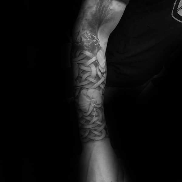 Guys Celtic Orchid Sleeve Tattoos